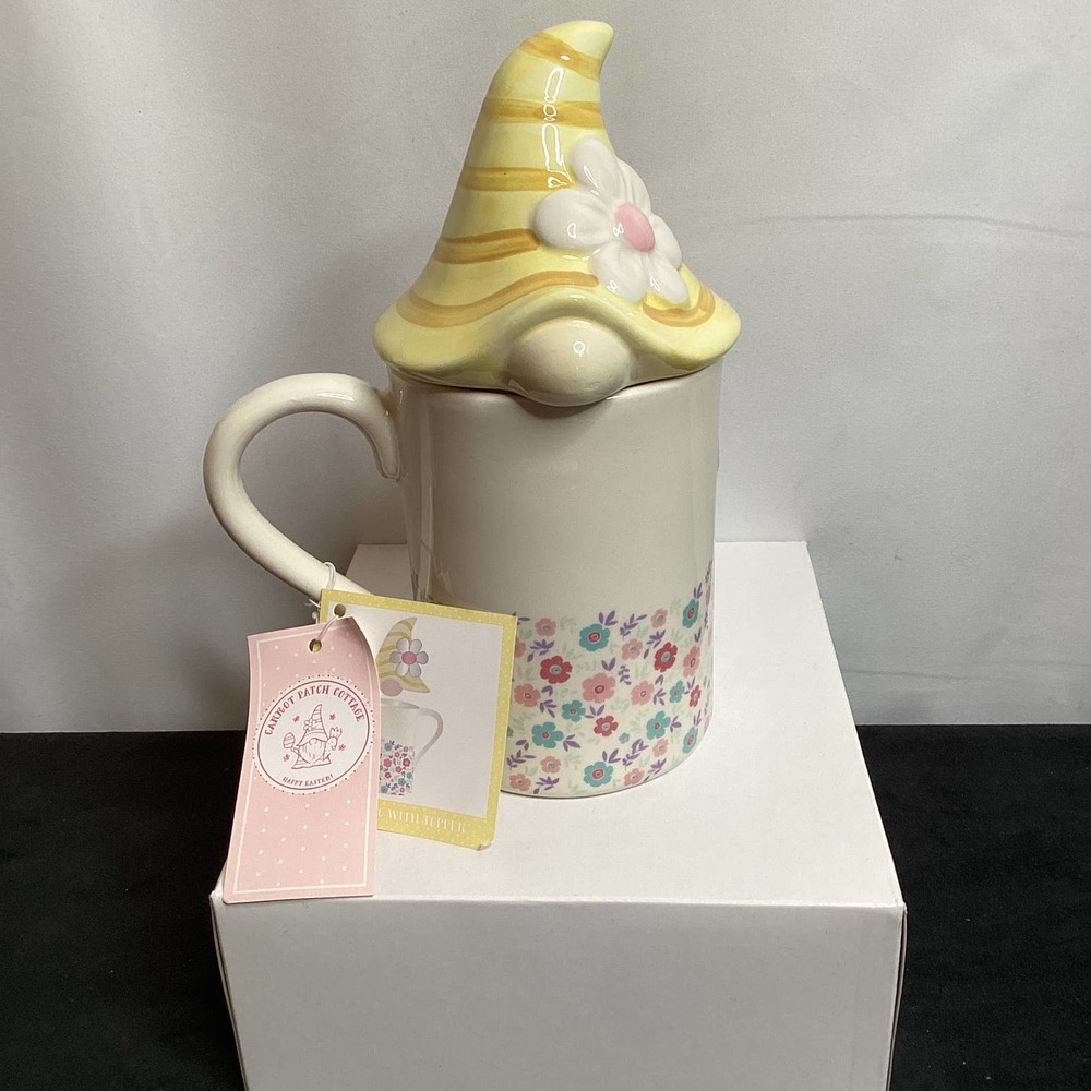 Ceramic gnome mug with topper